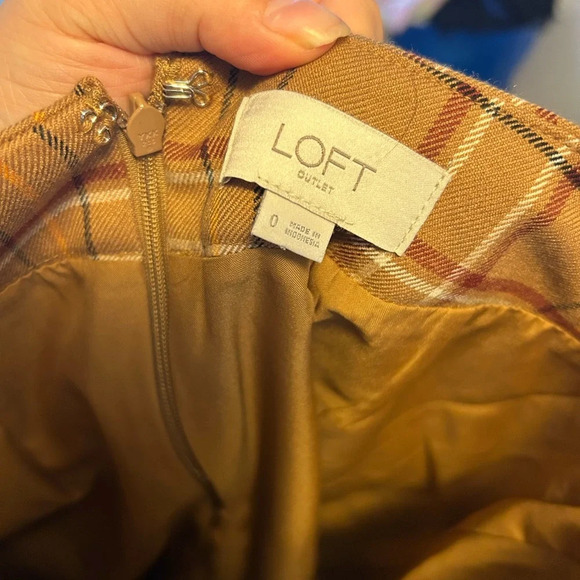 LOFT BROWN PREPPY PLAID FALL SKIRT - Picture 3 of 5